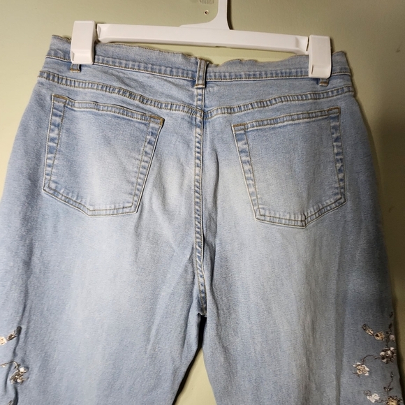 Lana Erica light blue embroidered jeans size 14 y2k 90's vibe jeans floral - Picture 5 of 11